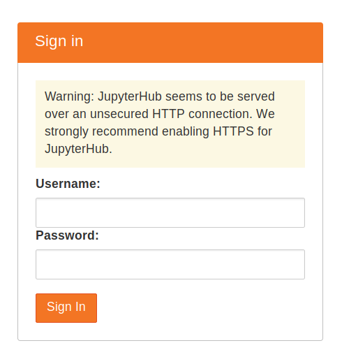 JupyterHub log-in page